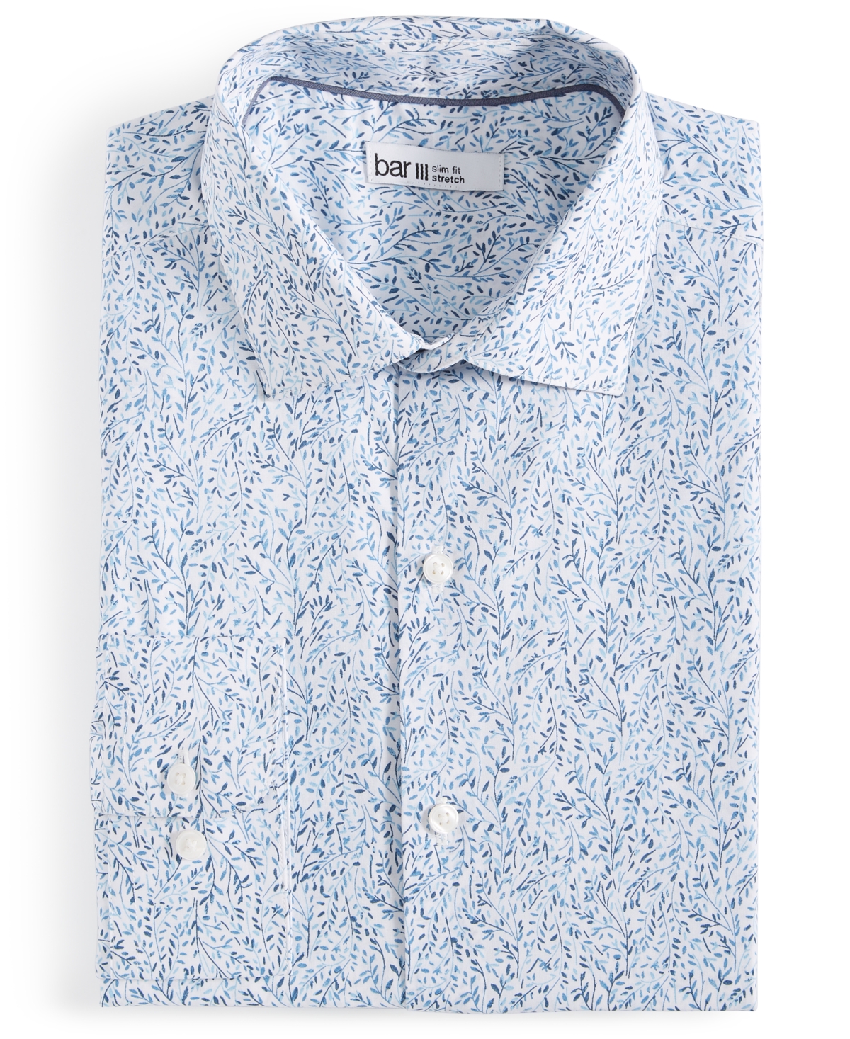 Bar Iii Men's Slim-Fit Contrast Vine Dress Shirt, Created for Macy's