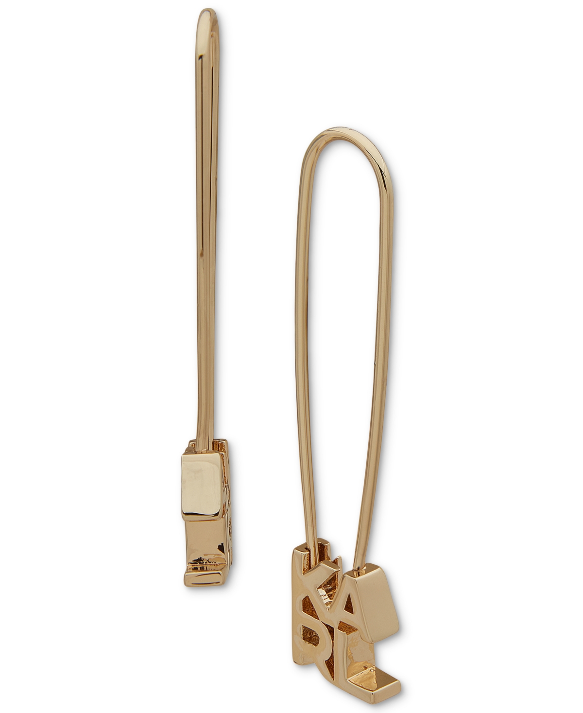 Shop Karl Lagerfeld Logo Safety Pin Threader Earrings In Gold