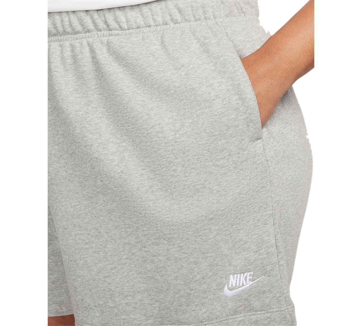Nike Plus Size Sportswear Club Fleece Mid-Rise Pull-On Shorts -whi