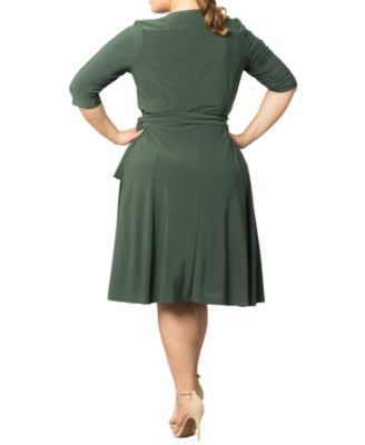 Women's Plus Size Essential Wrap Dress with 3/4 Sleeves