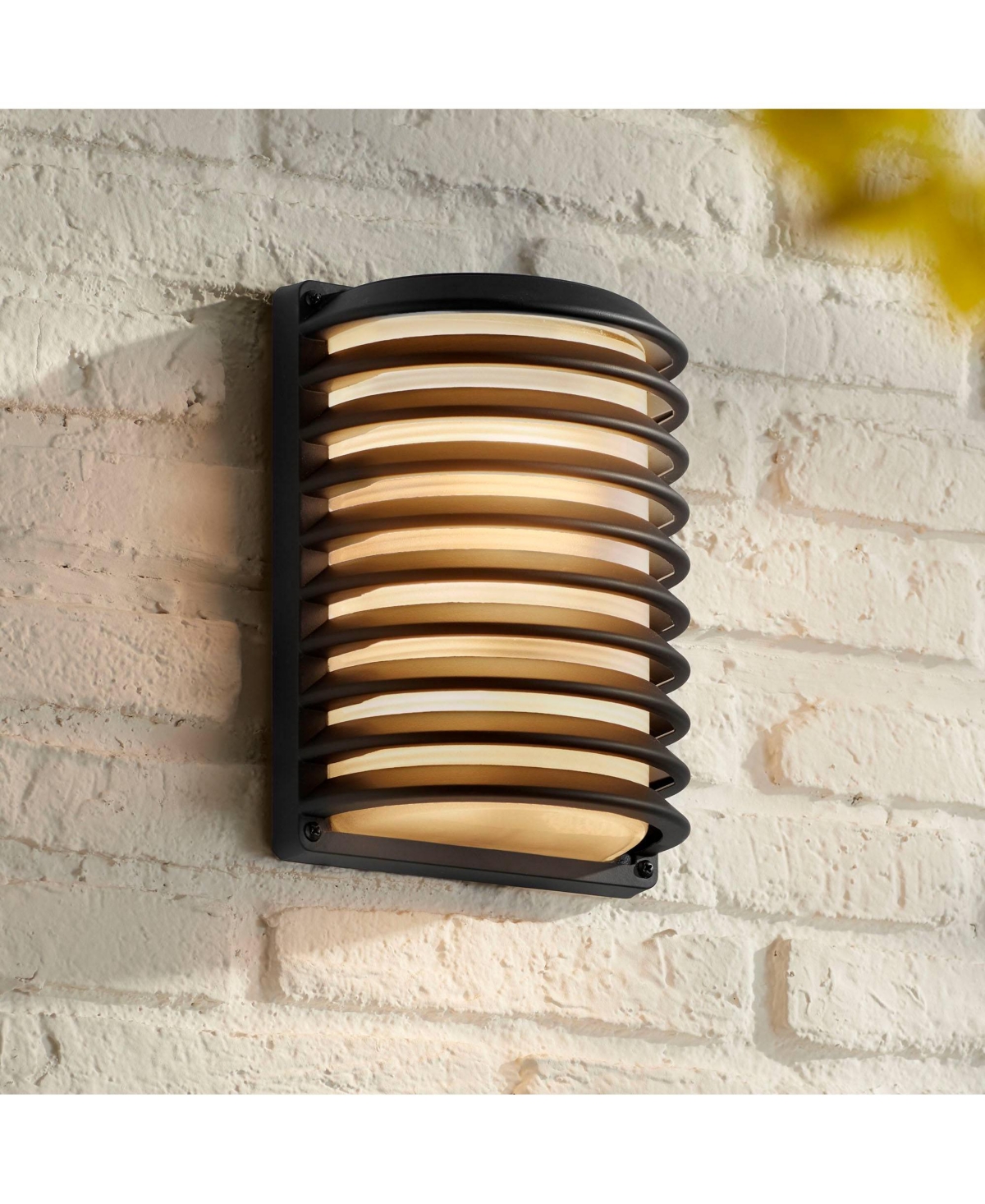 Black Grid Modern Industrial Outdoor Wall Light Fixture 10" Frosted Glass Shade for Exterior Barn Deck House Porch Yard Patio Outside Garage Front Doo