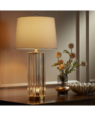 Rivera Traditional Table Lamp 27 3/4" Tall Clear Glass with Nightlight LED White Shade for Bedroom Living Room Bedside Nightstand Office