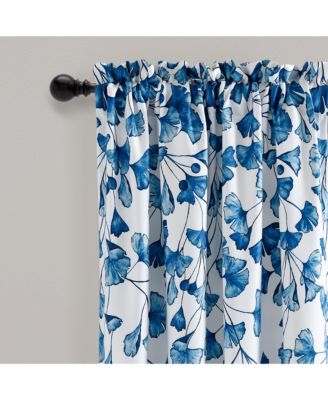 Farmhouse Ginkgo Leaf Light Filtering Window Curtain Panels