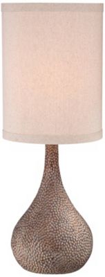Chalane Rustic Table Lamp 31 1/4" Tall Antique Bronze Hammered Gourd Natural Linen Cylinder Shade for Bedroom Living Room Bedside Office