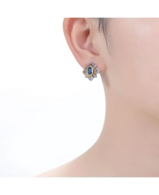Classy White Gold Plated and 14K Gold Plated with Cubic Zirconia Stud Earrings