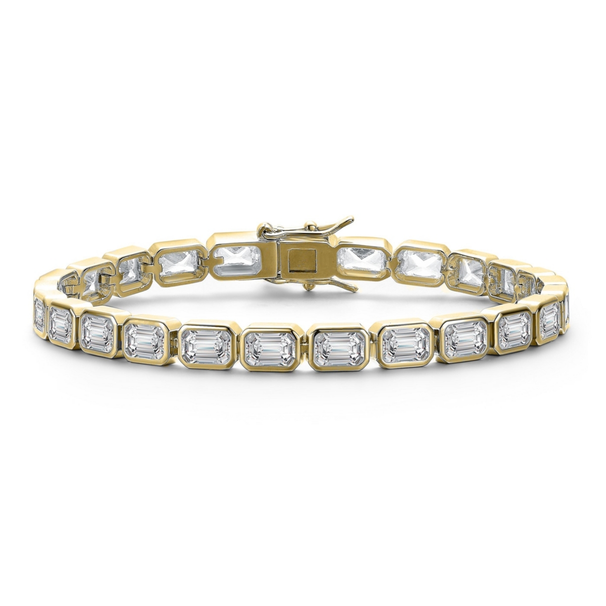 Elegant Green Cubic Zirconia Tennis Bracelet - Gold