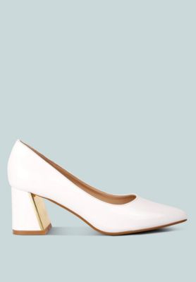 Womens Zaila Metallic Accent Block Heel Pumps