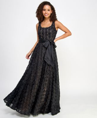Violet Weekend - Juniors' Rosette-Soutache Tie-Waist Gown