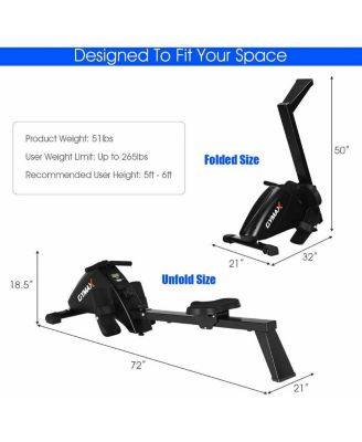 Foldable Quiet Operated Fitness Rowing Machine with 10 Level Adjustable Resistance