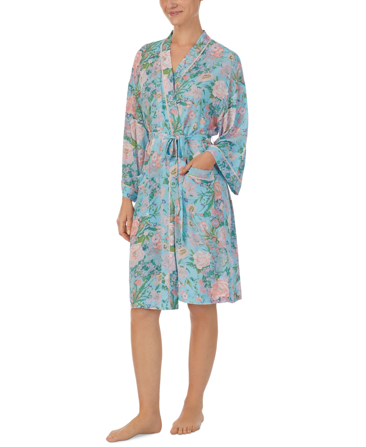 Sanctuary Women's Floral 3/4-Sleeve Wrap Robe
