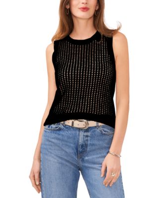 Vince Camuto - Women's Crewneck Pointelle Sweater Tank