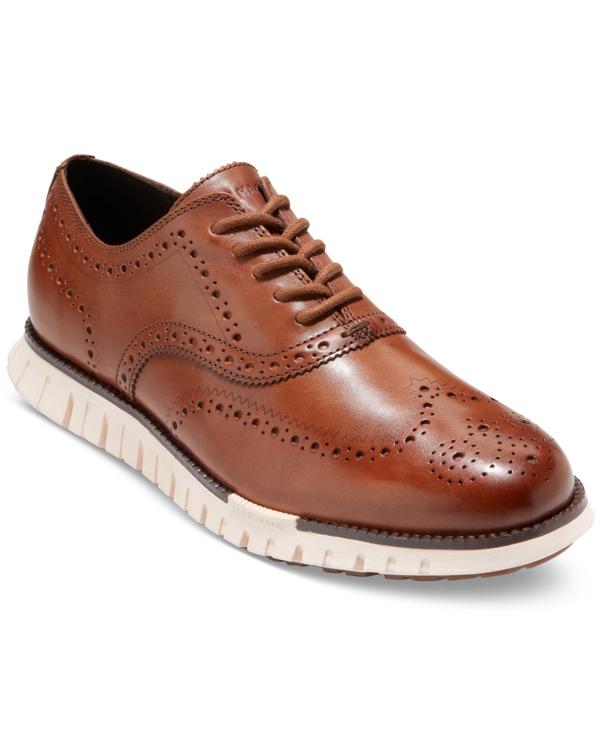 Shop Cole Haan Men's Zerøgrand Remastered Lace-up Wingtip Oxford Shoes In Ch British Tan,ivory
