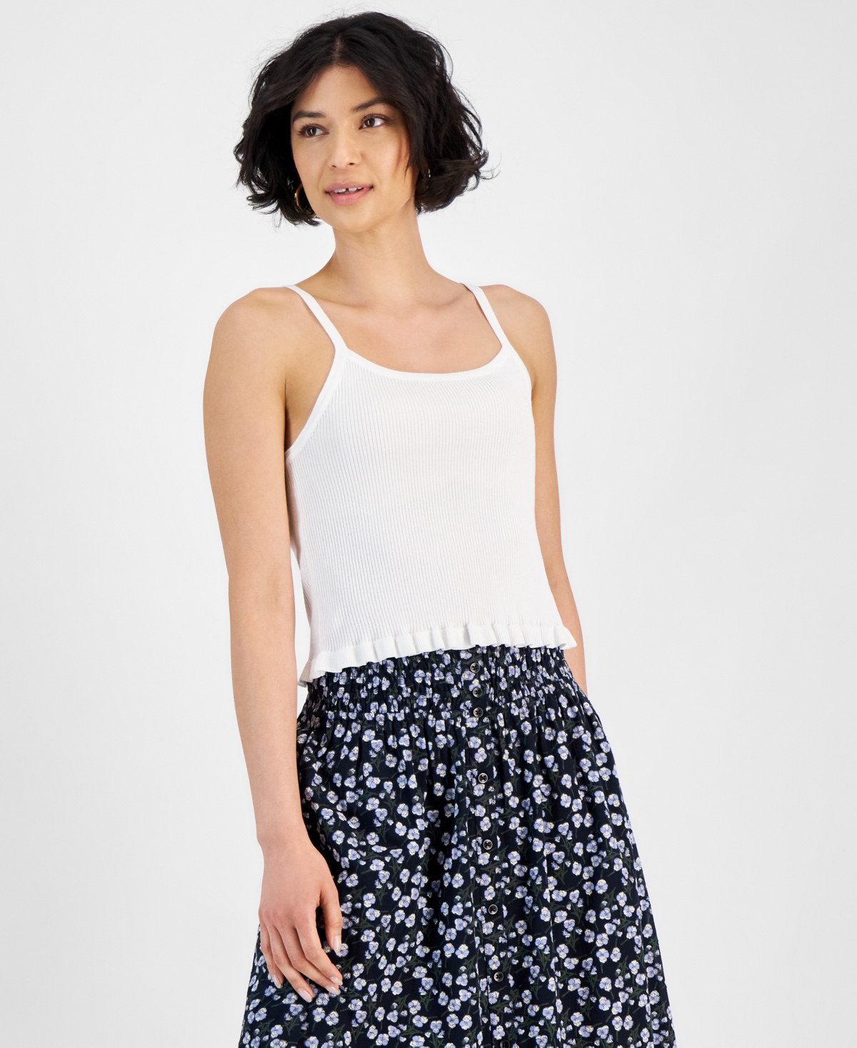 Shop And Now This Women's Ruffled-hem Sweater Tank Top, Created For Macy's In White