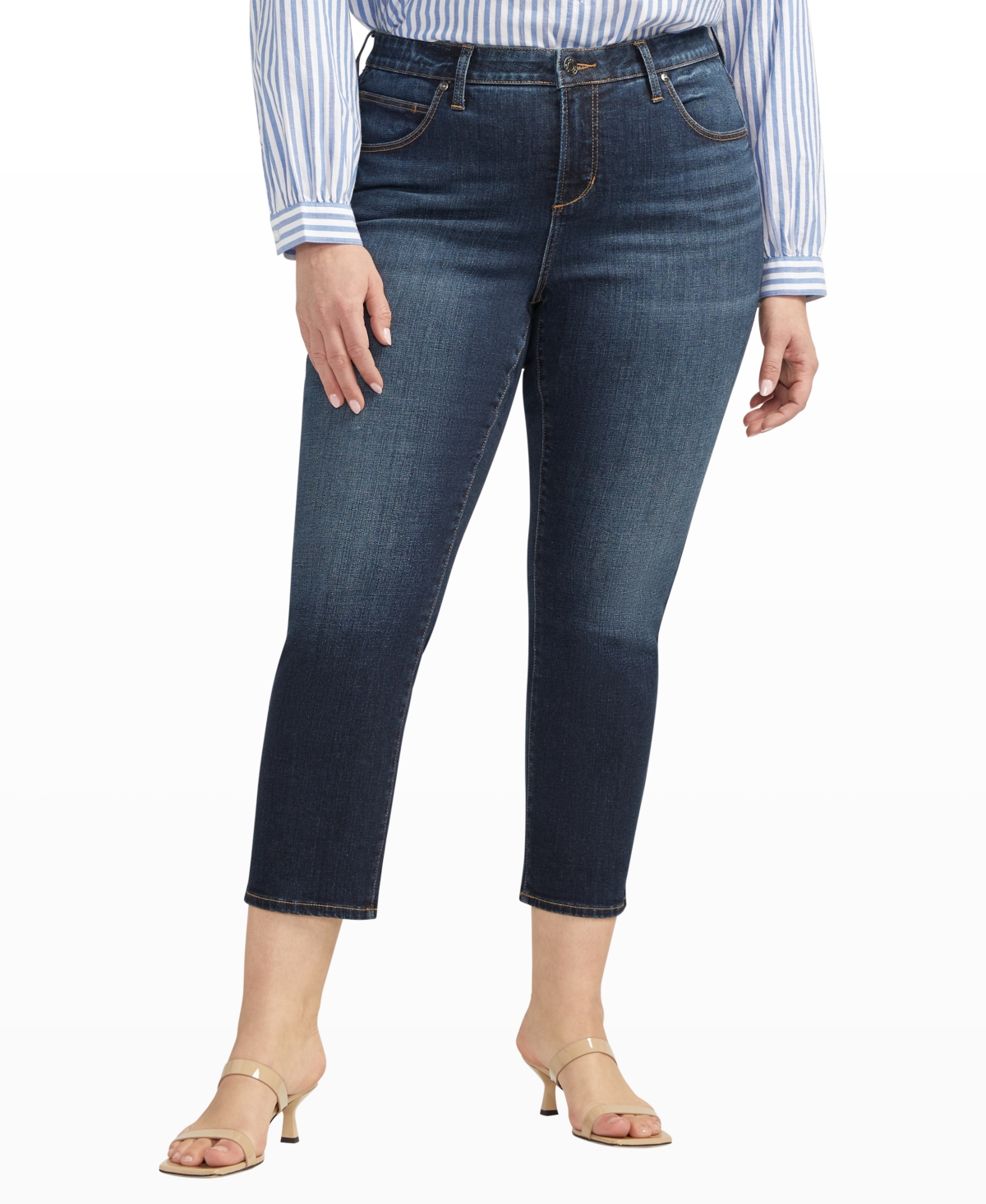Plus Size Ruby Mid Rise Straight Cropped Jeans - Canyon Blue