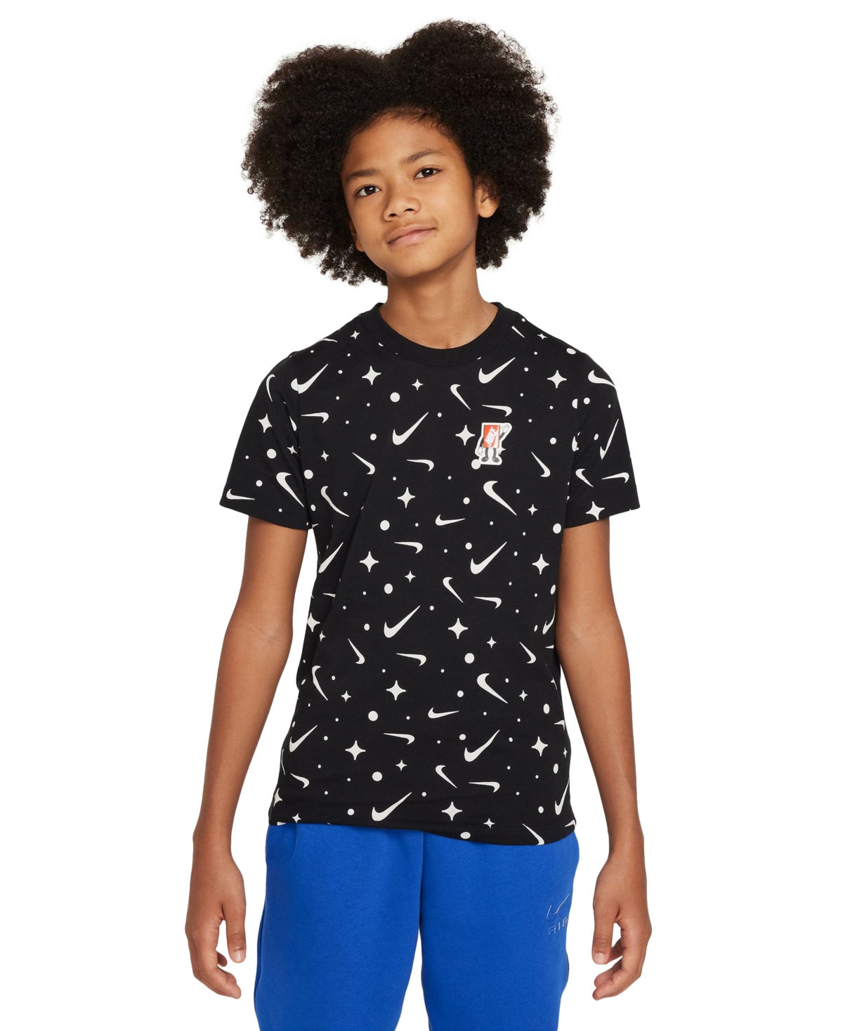 Shop Nike Big Kids Sportswear Printed Crewneck T-shirt In Black