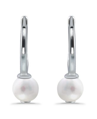 White Cultured Pearl Huggie Hoop Earring