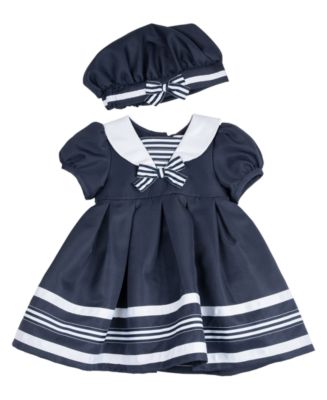 Rare Editions Baby Girls Sailor Dress with Matching Hat and Diaper Cover, 2  Piece Set - Macy's