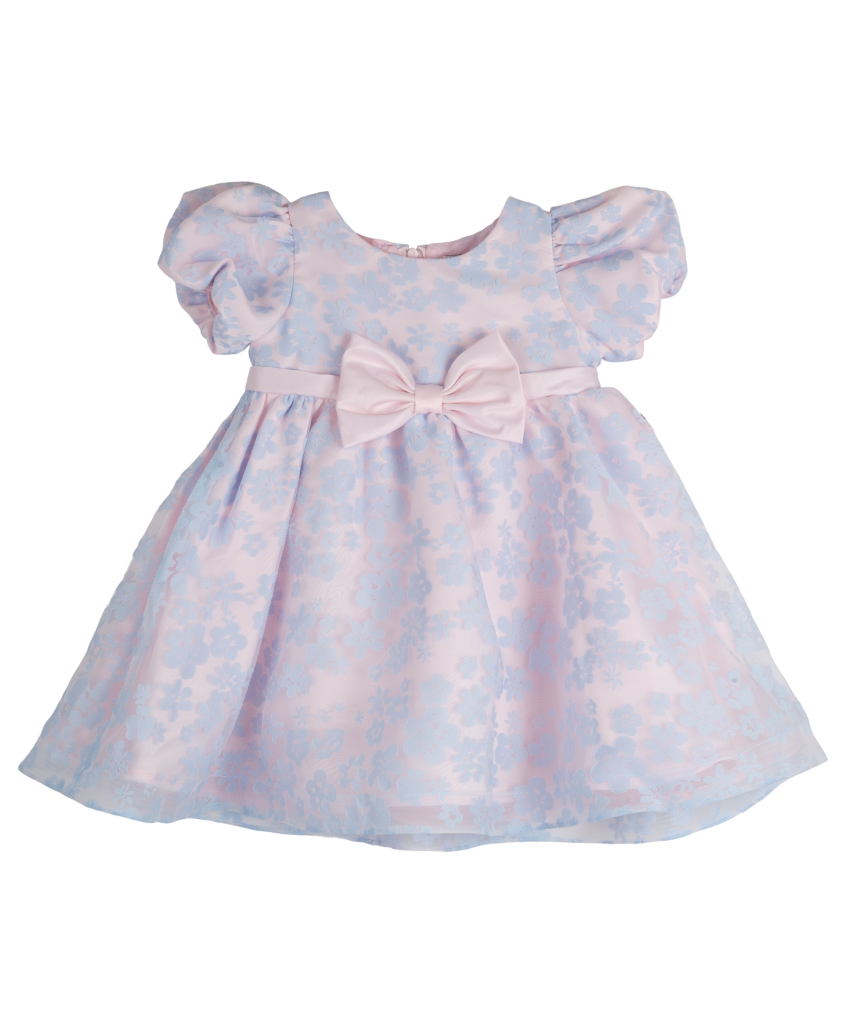 Shop Rare Editions Baby Girls Floral Burnout Organza Social Dress With Diaper Cover In Light Blue