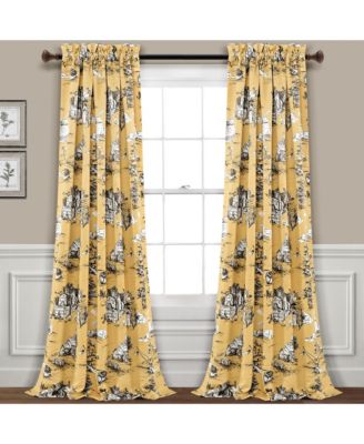 French Country Toile Light Filtering Window Curtain Panels