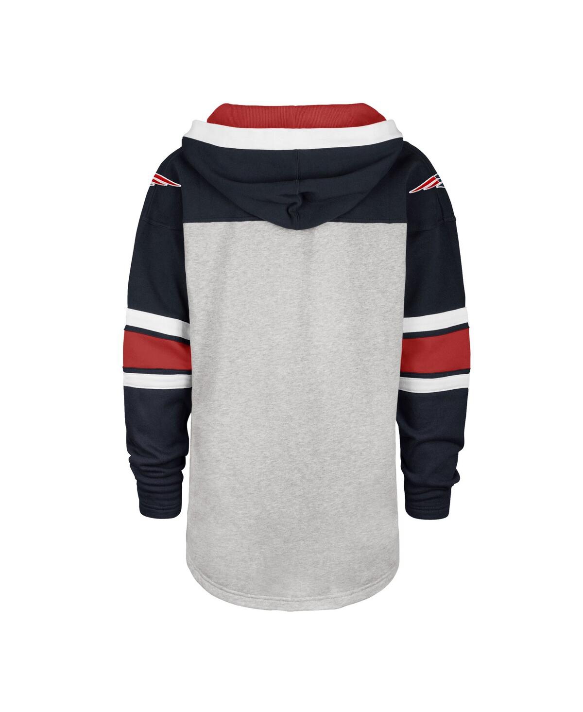 Men's '47 Brand New England PatriotsGridiron Lace-Up Pullover Hoodie - Heather Gray
