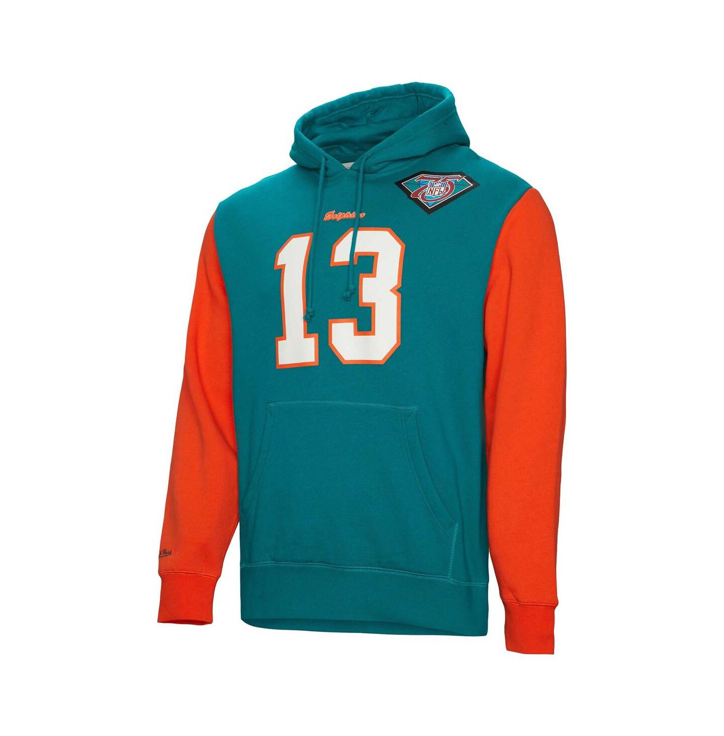 Мужское худи Mitchell & Ness Dan Marino Aqua Miami Dolphins Retired Player Name and Number Pullover — фото 2