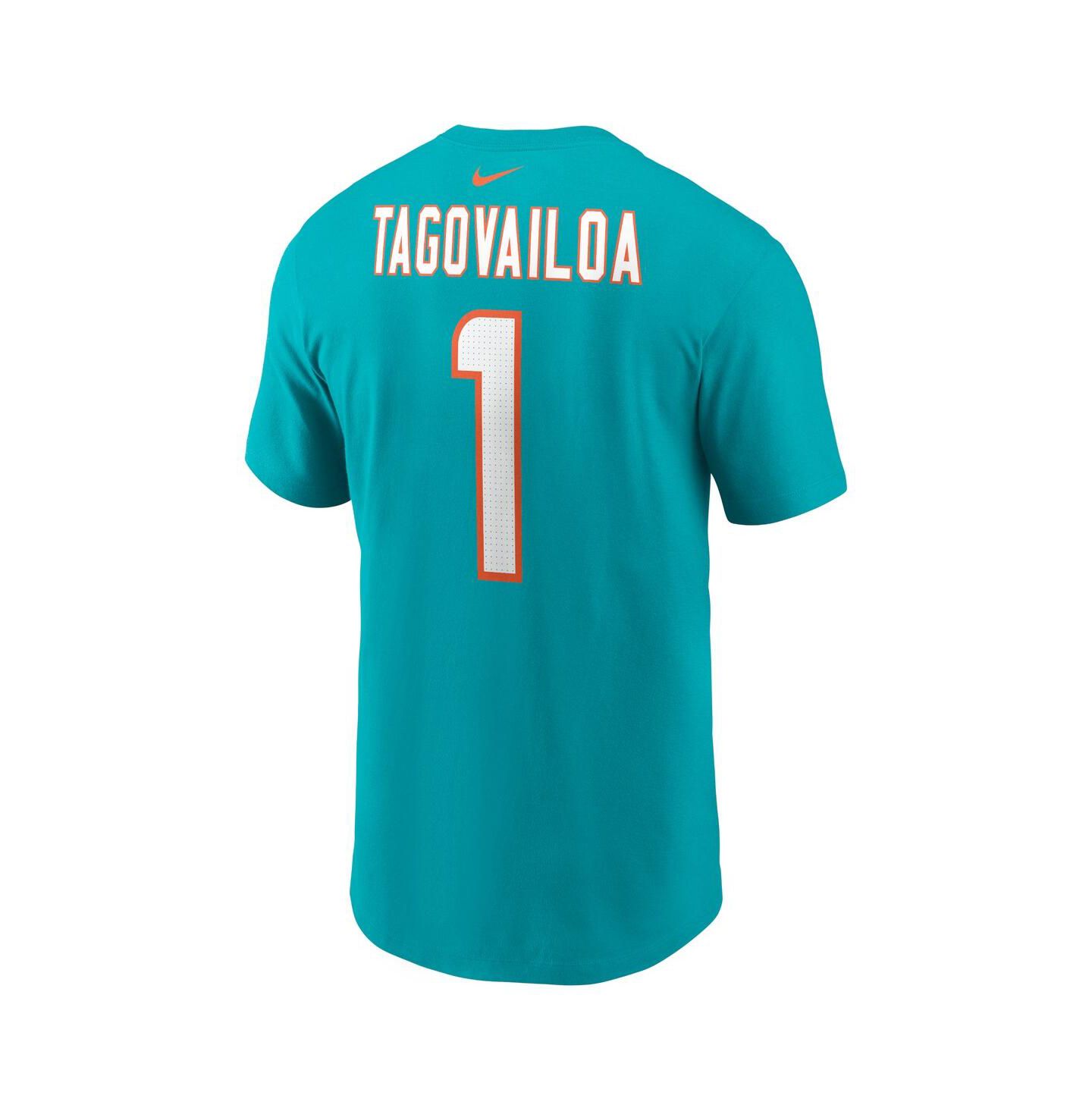 Мужская футболка Nike Tua Tagovailoa Aqua Miami Dolphins Player Name and Number — фото 3