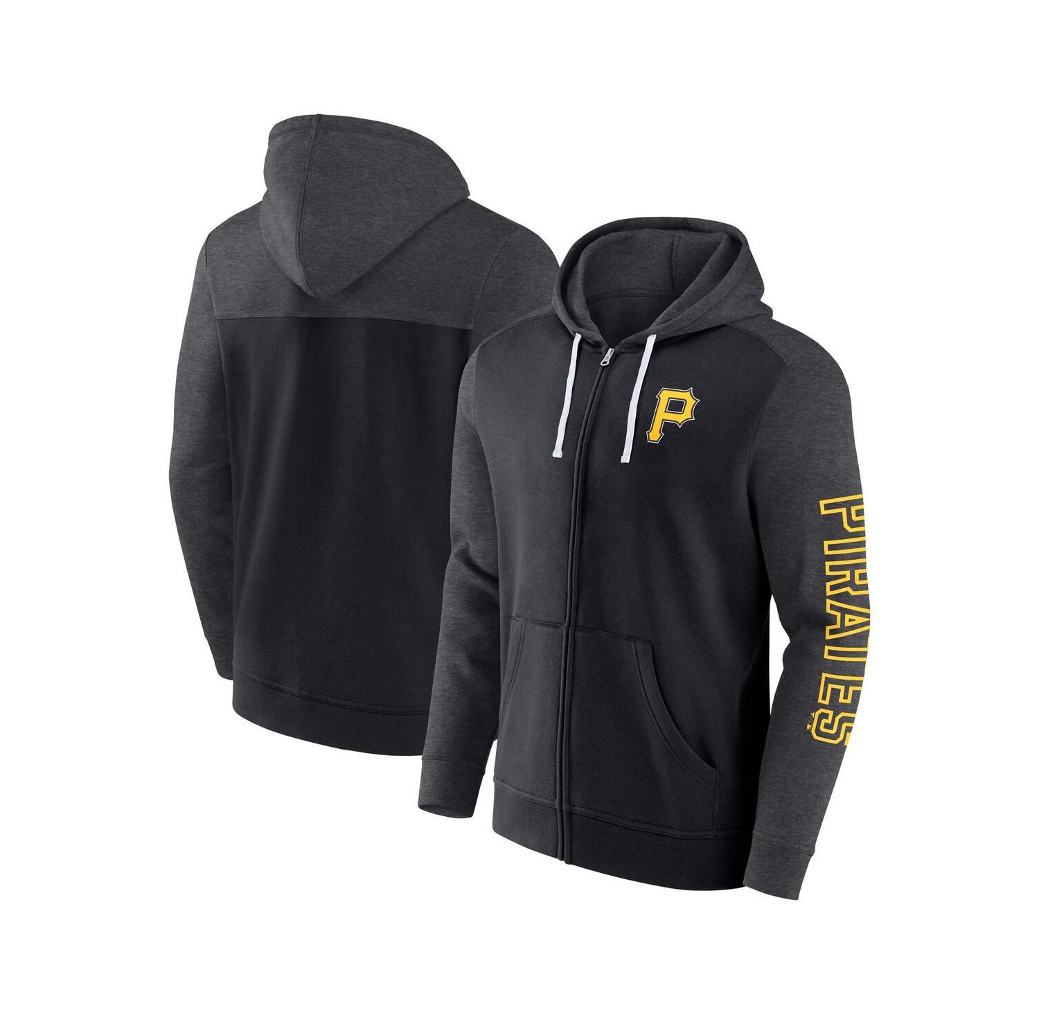 Men's Black Pittsburgh Pirates Offensive Line Up Lightweight Full-Zip Hoodie