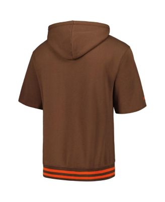 Men's Brown Cleveland Browns Pre-Game Short Sleeve Pullover Hoodie