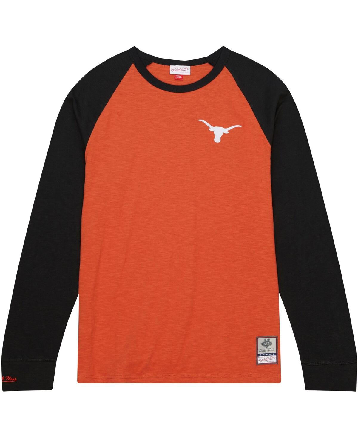 Men's Mitchell & NessTexas Longhorns Legendary Slub Raglan Long Sleeve T-shirt - Orange