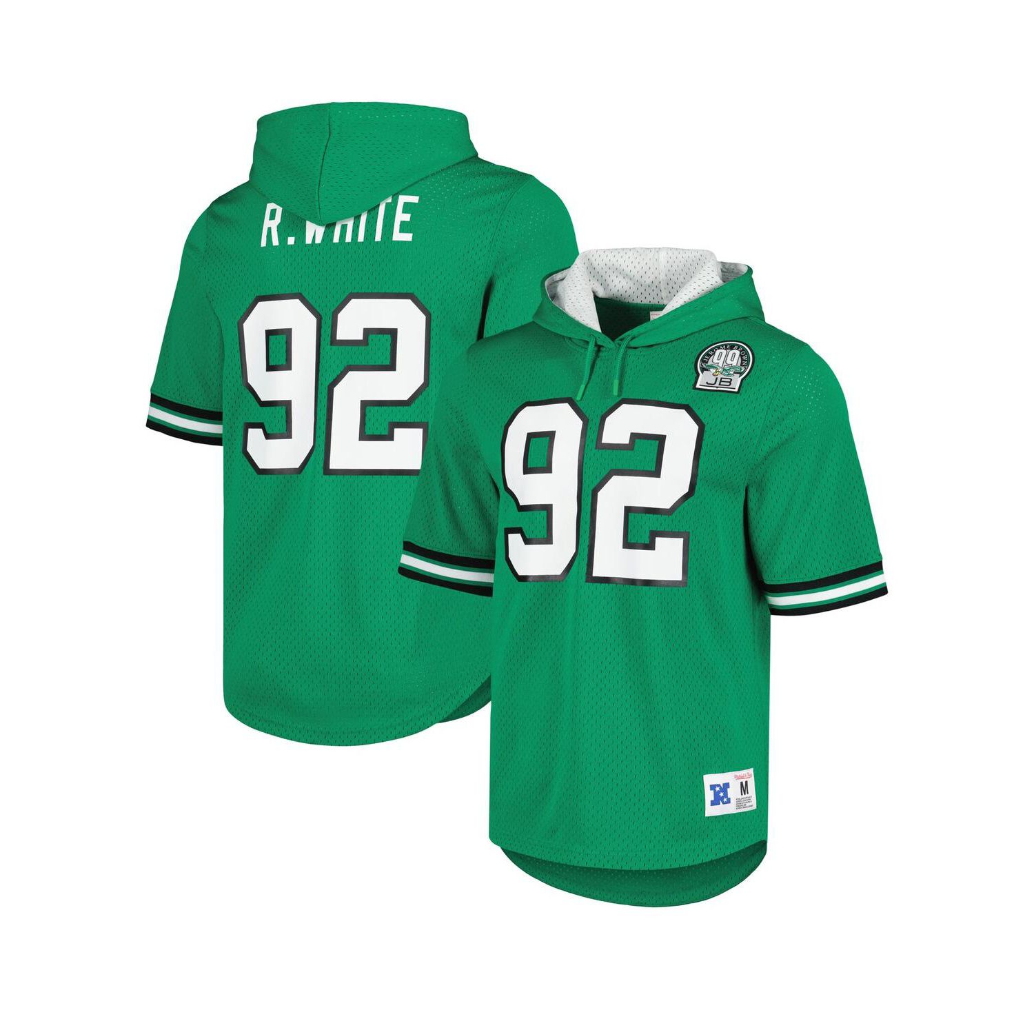 Men's Reggie White Kelly Green Philadelphia Eagles Retired Player Name and Number Mesh Hoodie T-shirt