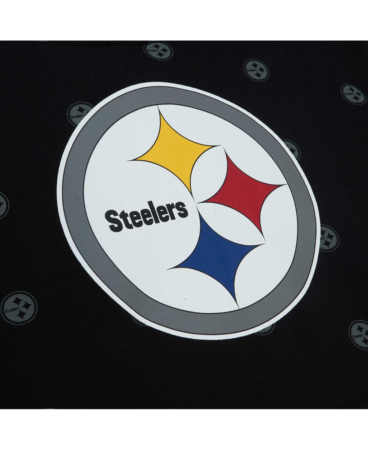 Men's Mitchell & NessPittsburgh Steelers Allover Print Fleece Pullover Hoodie - Black