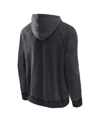 Men's Heather Charcoal Distressed Brooklyn Nets Foul Trouble Snow Wash Raglan Pullover Hoodie