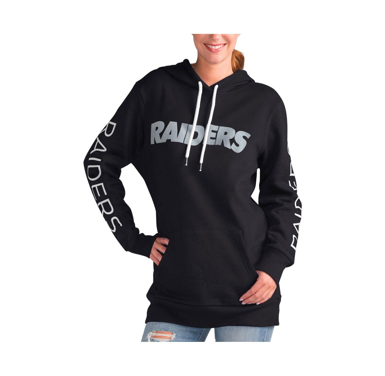 Women's Black Las Vegas Raiders Extra Inning Pullover Hoodie