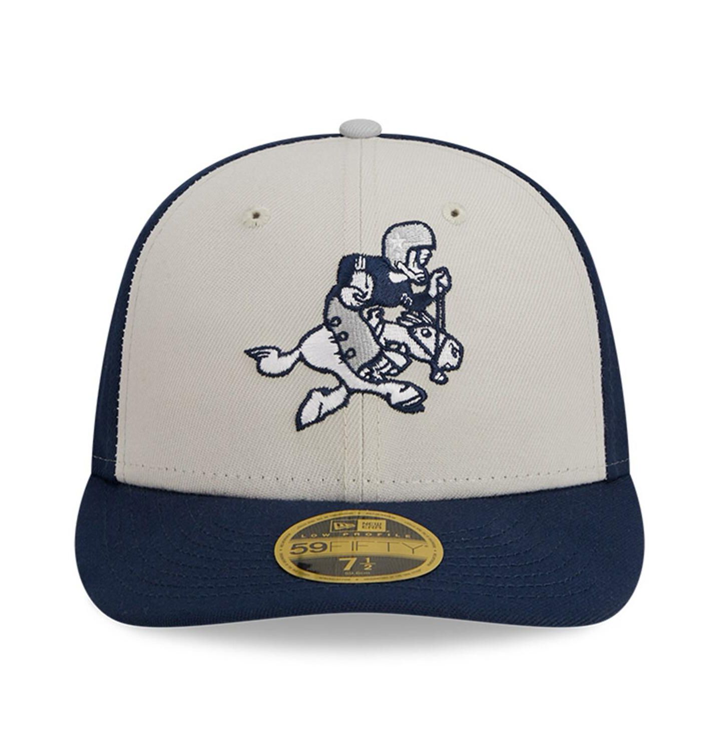 Мужская кепка New Era Cream, Navy Dallas Cowboys 2023 Sideline Historic Low Profile 59FIFTY Fitted Hat — фото 2