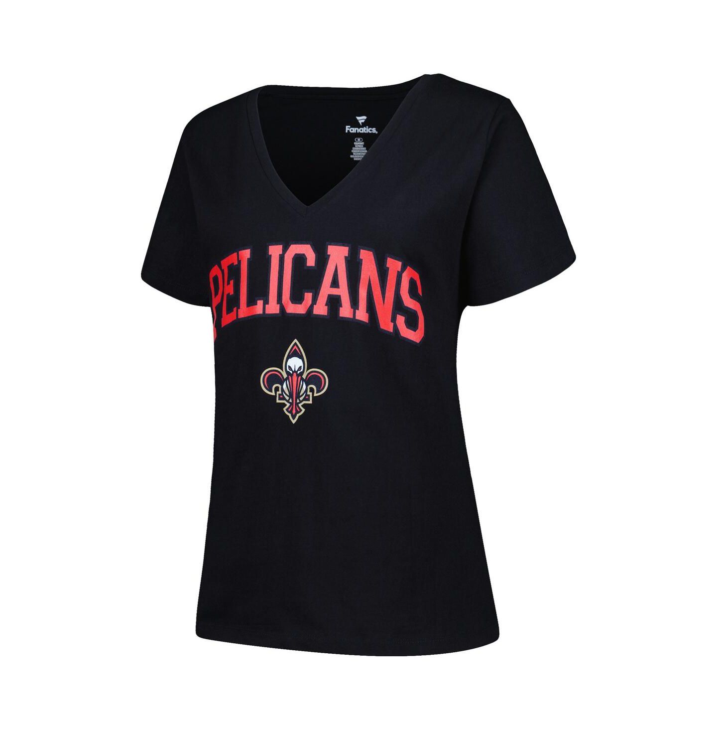 Женская футболка Profile Black New Orleans Pelicans Plus Size Arch Over Logo V-Neck — фото 2