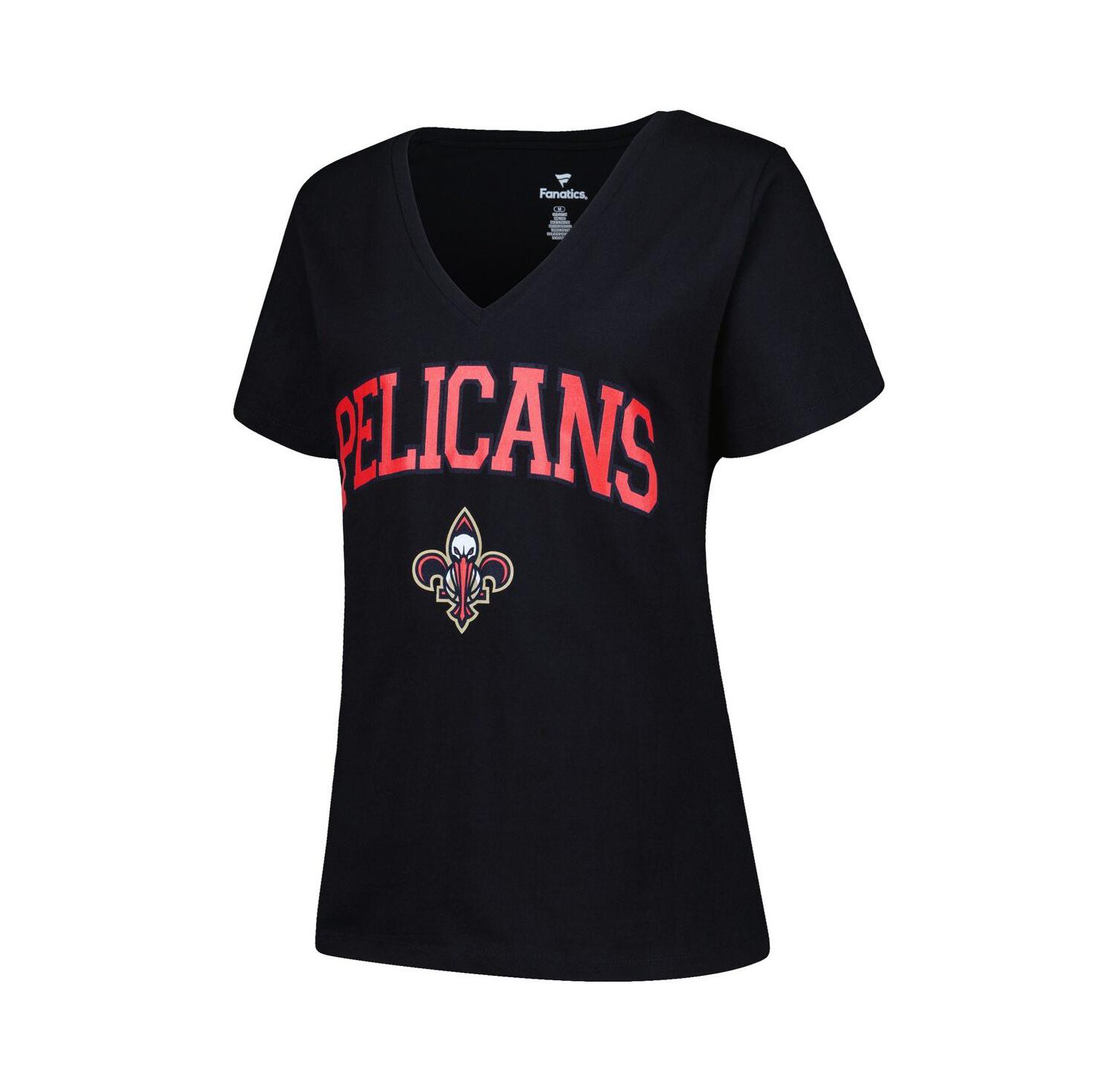 Women's Black New Orleans Pelicans Plus Size Arch Over Logo V-Neck T-shirt