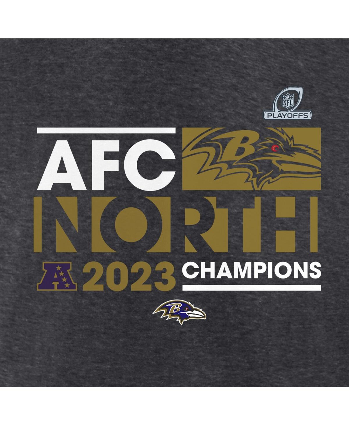 Women's FanaticsBaltimore Ravens 2023 Afc North Division Champions Conquer Long Sleeve V-Neck T-shirt - Heather Charcoal