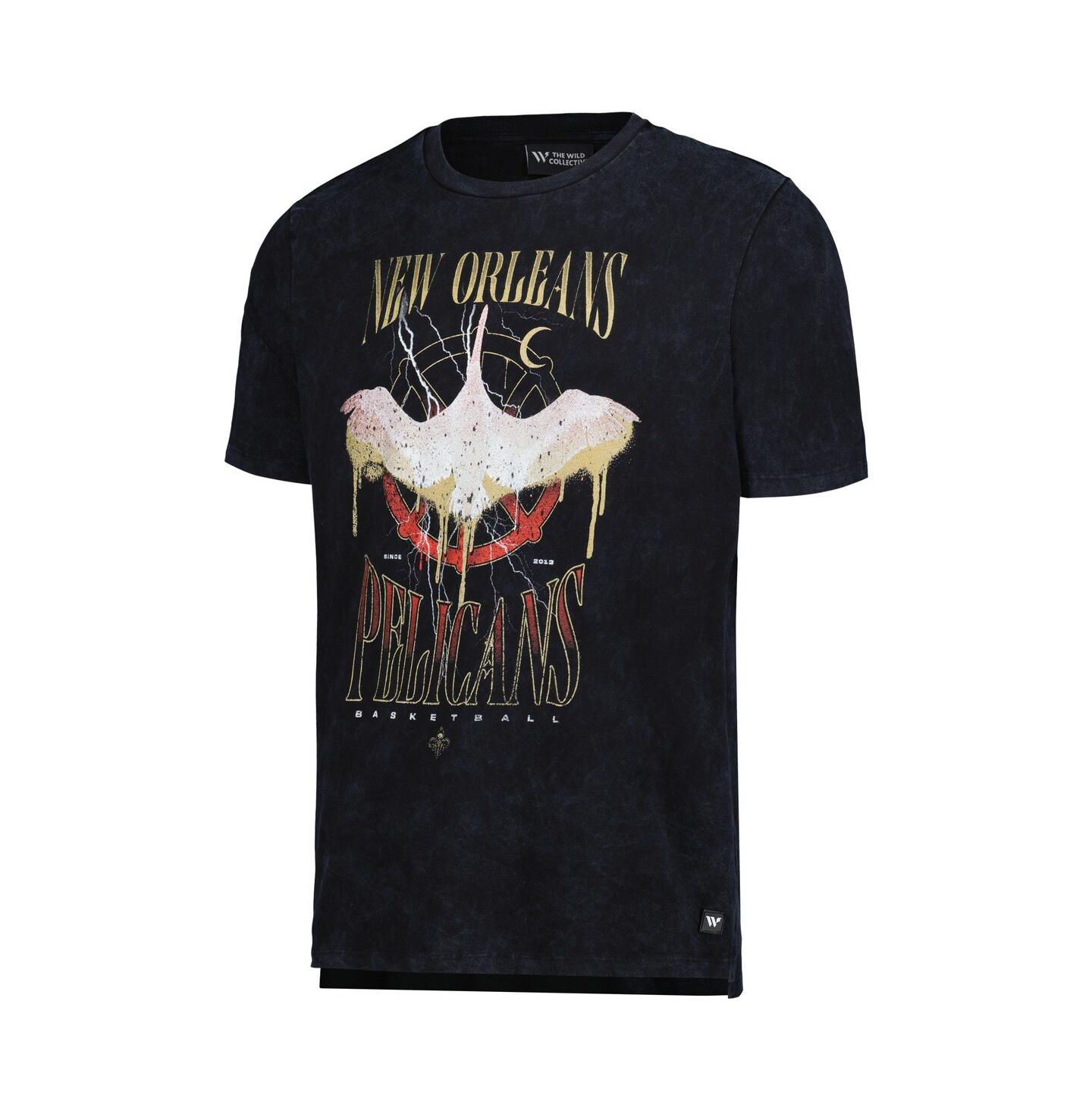 Футболка The Wild Collective Black Distressed New Orleans Pelicans Tour Band — фото 3