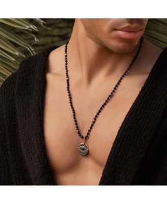 Men's Deep Consciousness - Matte Onyx Evil Eye Pendant Necklace