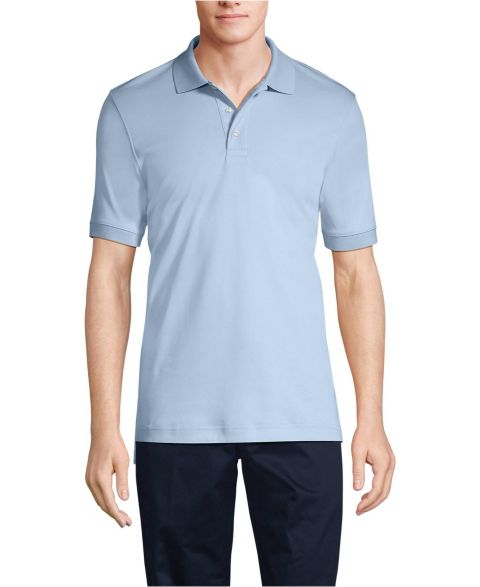 Мужское поло Lands' End Short Sleeve Interlock Polo Shirt, цвет: Синий