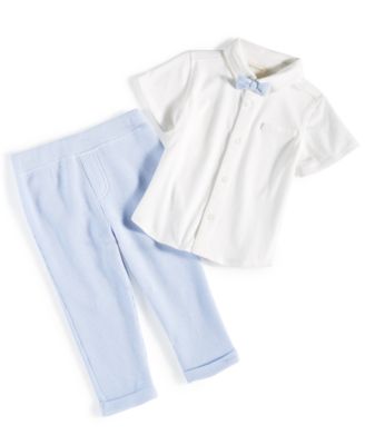 2-piece Toddler Boy/Girl Waffle Solid Color Pocket Design Long-sleeve Top and Pants Set