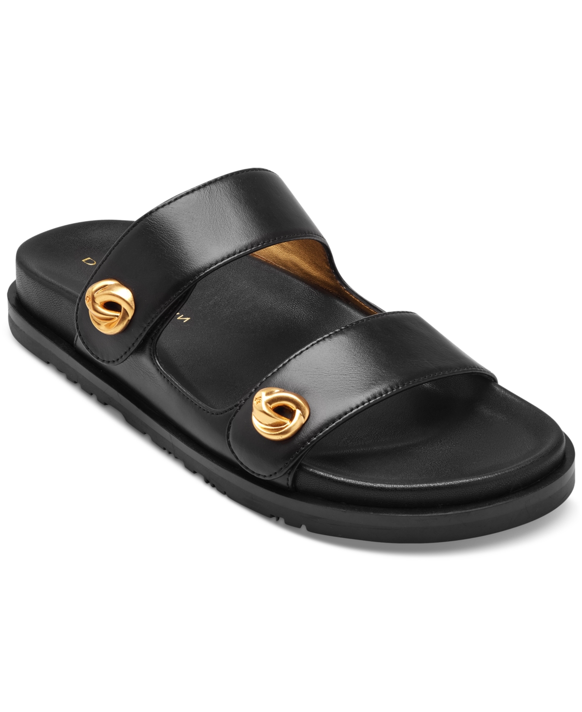 Donna Karan Hazley Flat Slide Sandals In Black
