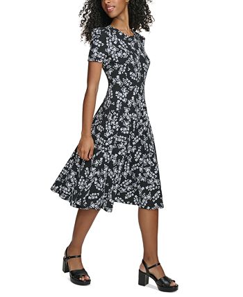 Calvin Klein Women s Floral Print Scuba Crepe Midi Dress Macy s