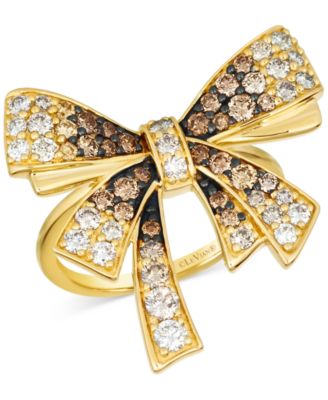 Le Vian - Chocolate Ombr&eacute; Diamond & Vanilla Diamond Bow Ring (1-3/8 ct. t.w.) in 14k Gold