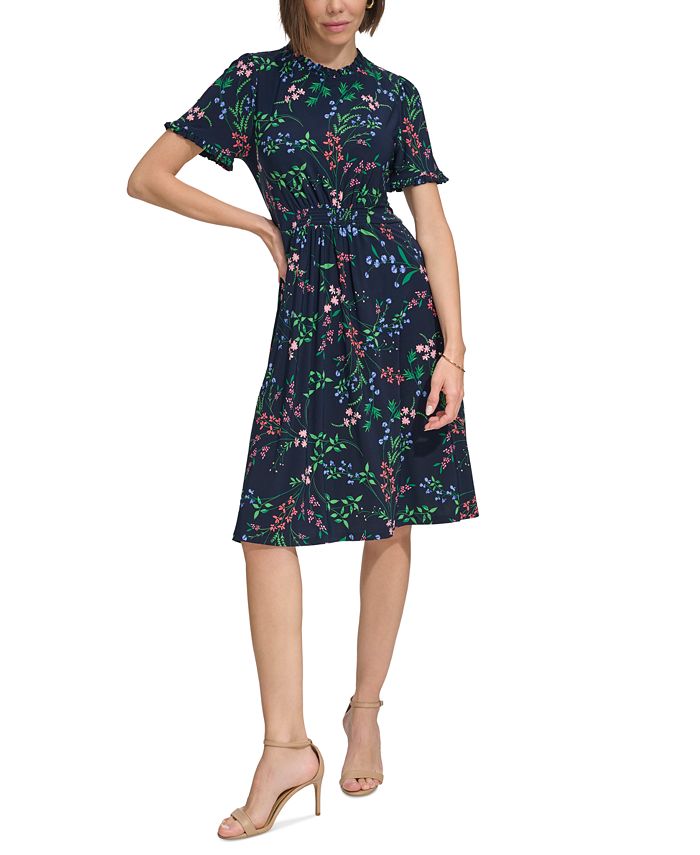Tommy Hilfiger Women's Printed Round-Neck Shift Dress - Macy's