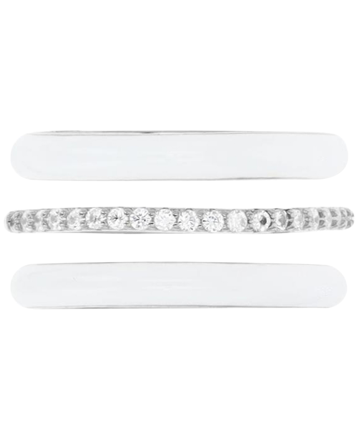 Shop Macy's 3-pc. Set Enamel & Cubic Zirconia Stack Ring In Sterling Silver