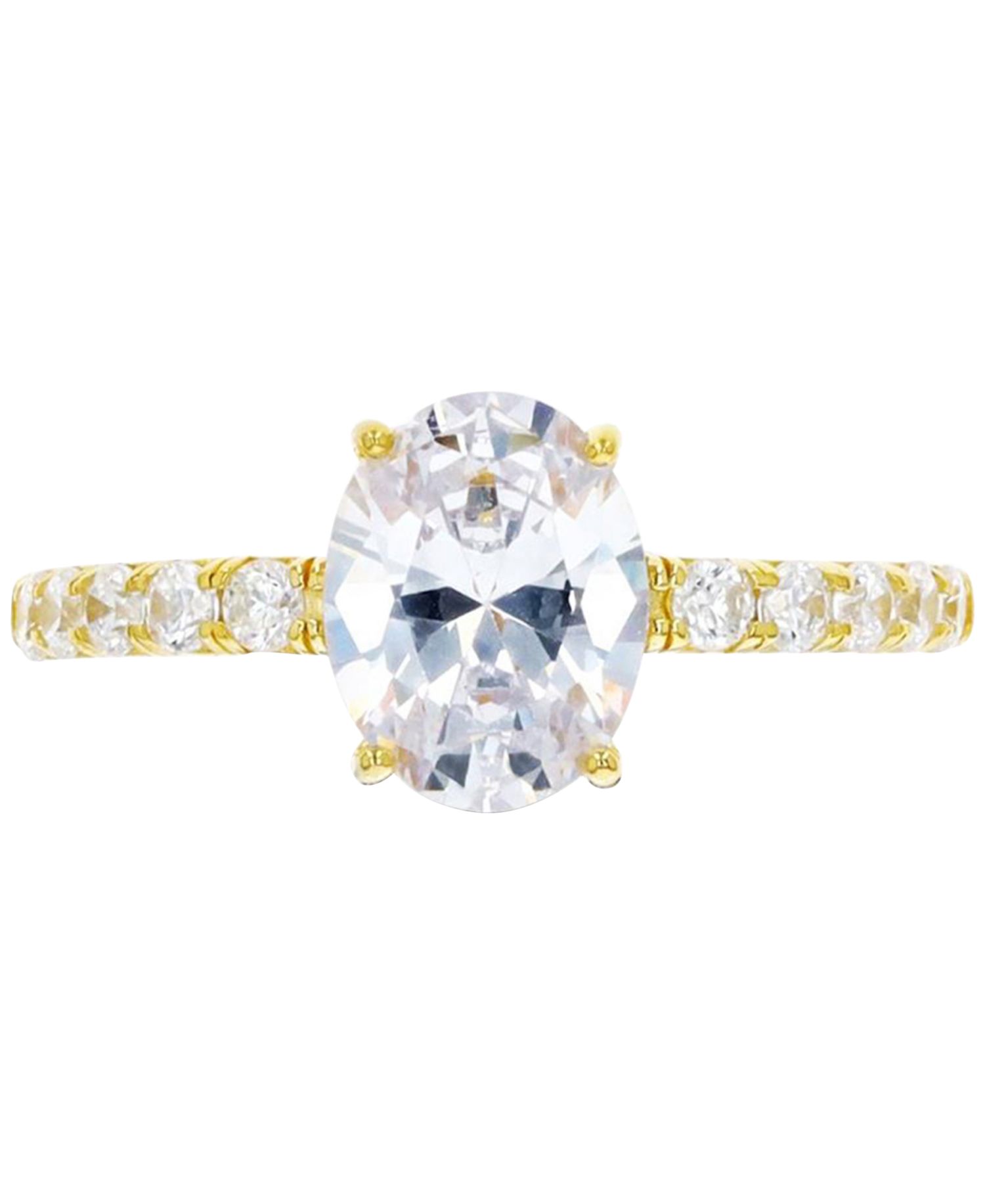 Cubic Zirconia Oval Ring in 14k Gold-Plated Sterling Silver