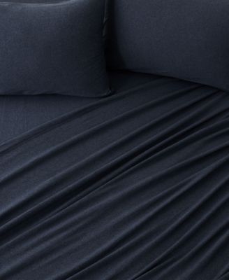 Heathered Melange T-shirt Jersey Knit Cotton Blend 4 Piece Sheet Set, Twin XL