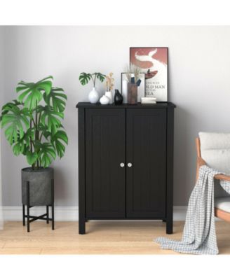 12" MDF Engineered Wood Bathroom Floor Storage Cabinet with 2 Doors and Adjustable Shelf