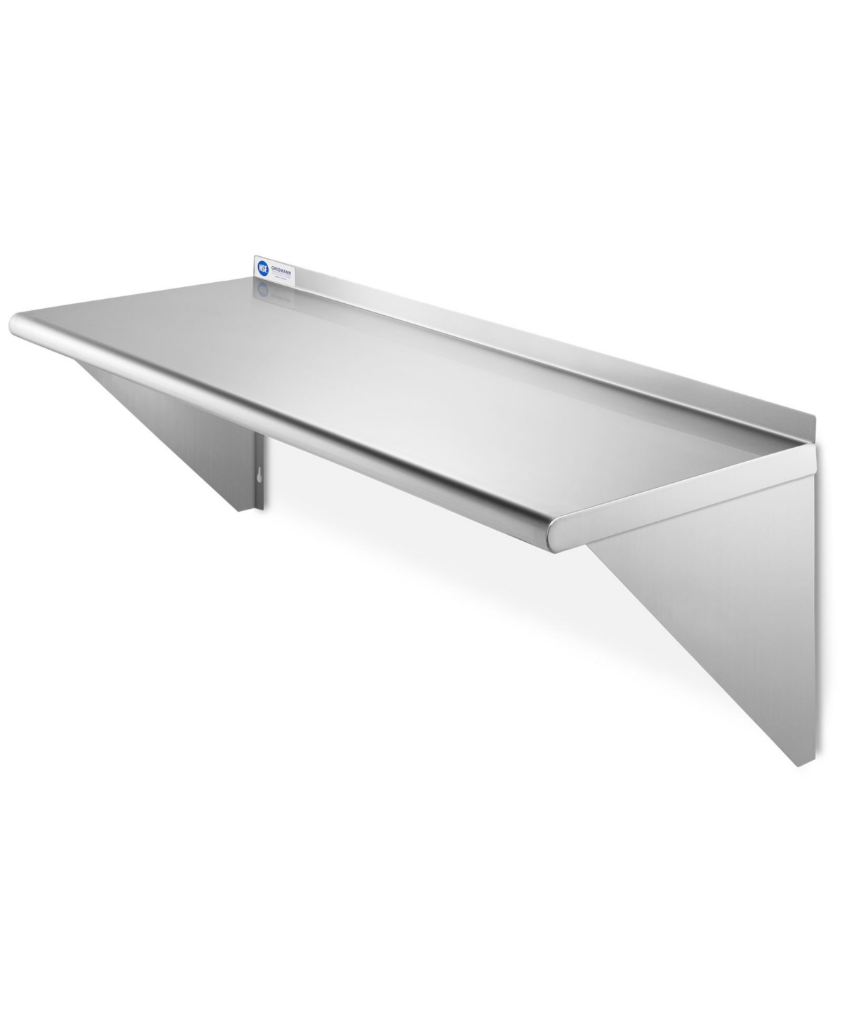 16 Gauge 12" x 36" Nsf Stainless Steel Kitchen Wall Mount Shelf w/ Backsplash - Silver